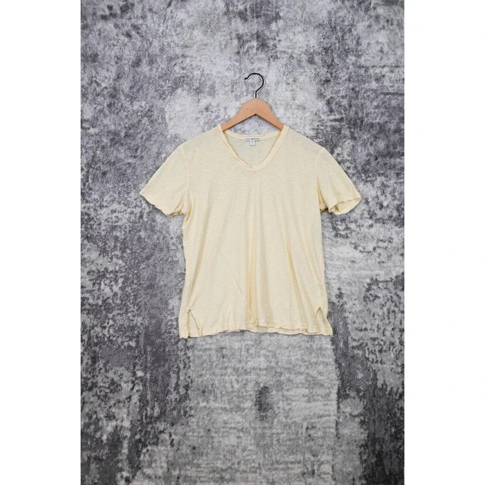 James Perse Pastel Yellow Supima Cotton Scoop Neck T Shirt 1 / S Small